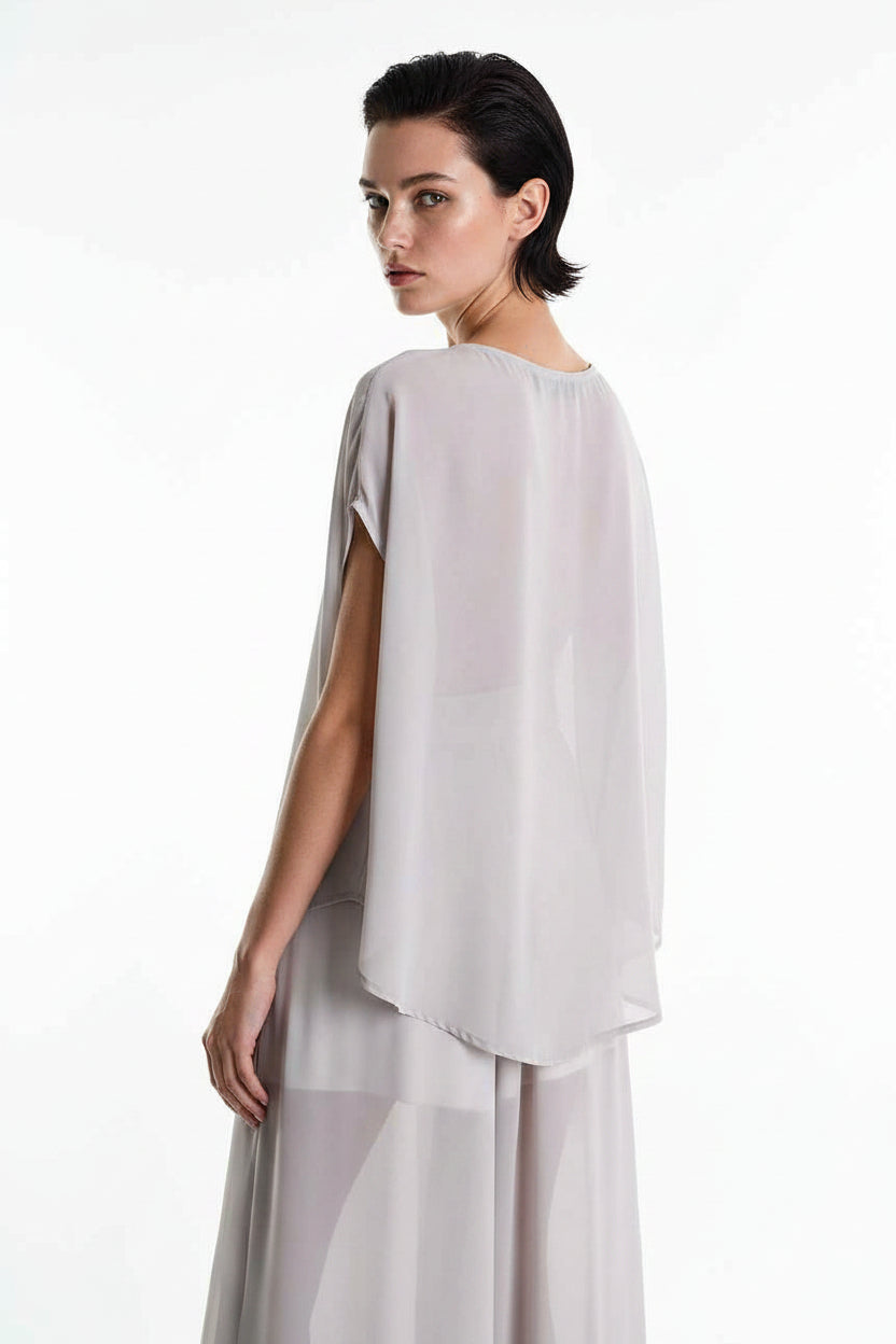 4B W5340 TUNIC Over in Georgette Grey