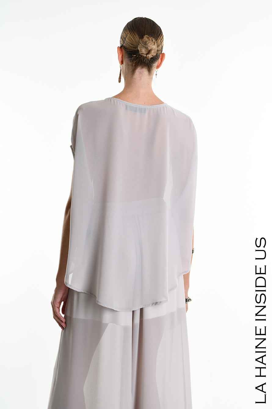 4B W5340 TUNIC Over in Georgette Grey