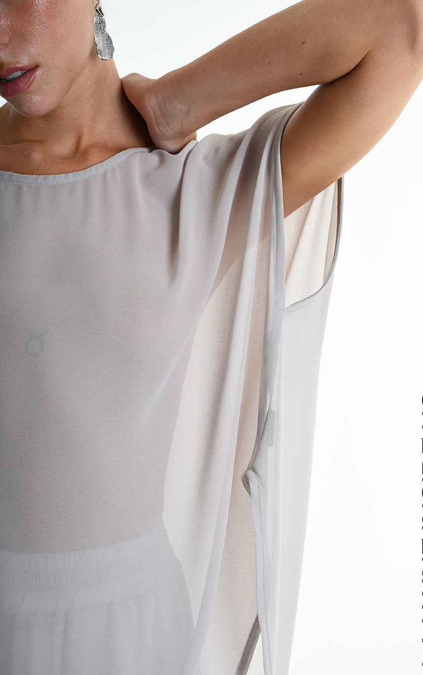 4B W5340 TUNIC Over in Georgette Grey