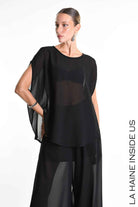 4B W5340 TUNIC Over in Georgette Black
