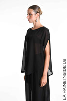 4B W5340 TUNIC Over in Georgette Black