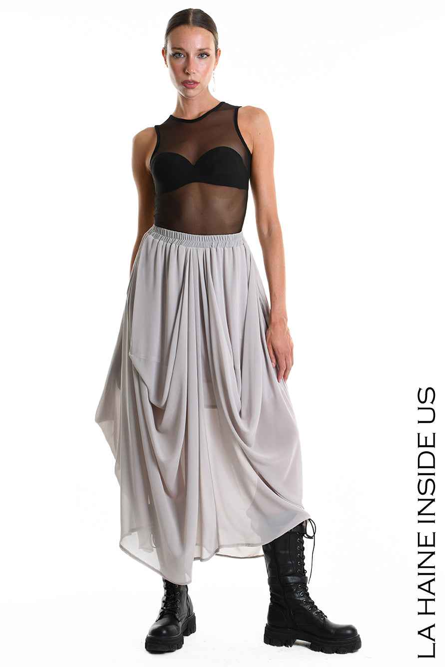 4B W5341 SKIRT Long Georgette & Lining Grey