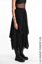 4B W5341 SKIRT Long Georgette & Lining Black