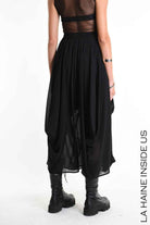 4B W5341 SKIRT Long Georgette & Lining Black