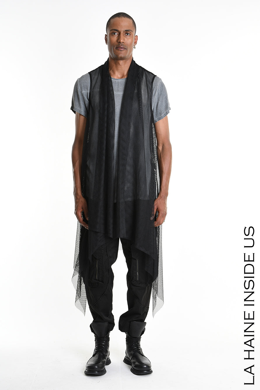 4B W5357 GILET Over Asymmetrical Unlined Mesh UNISEX U Black - TEPHRA