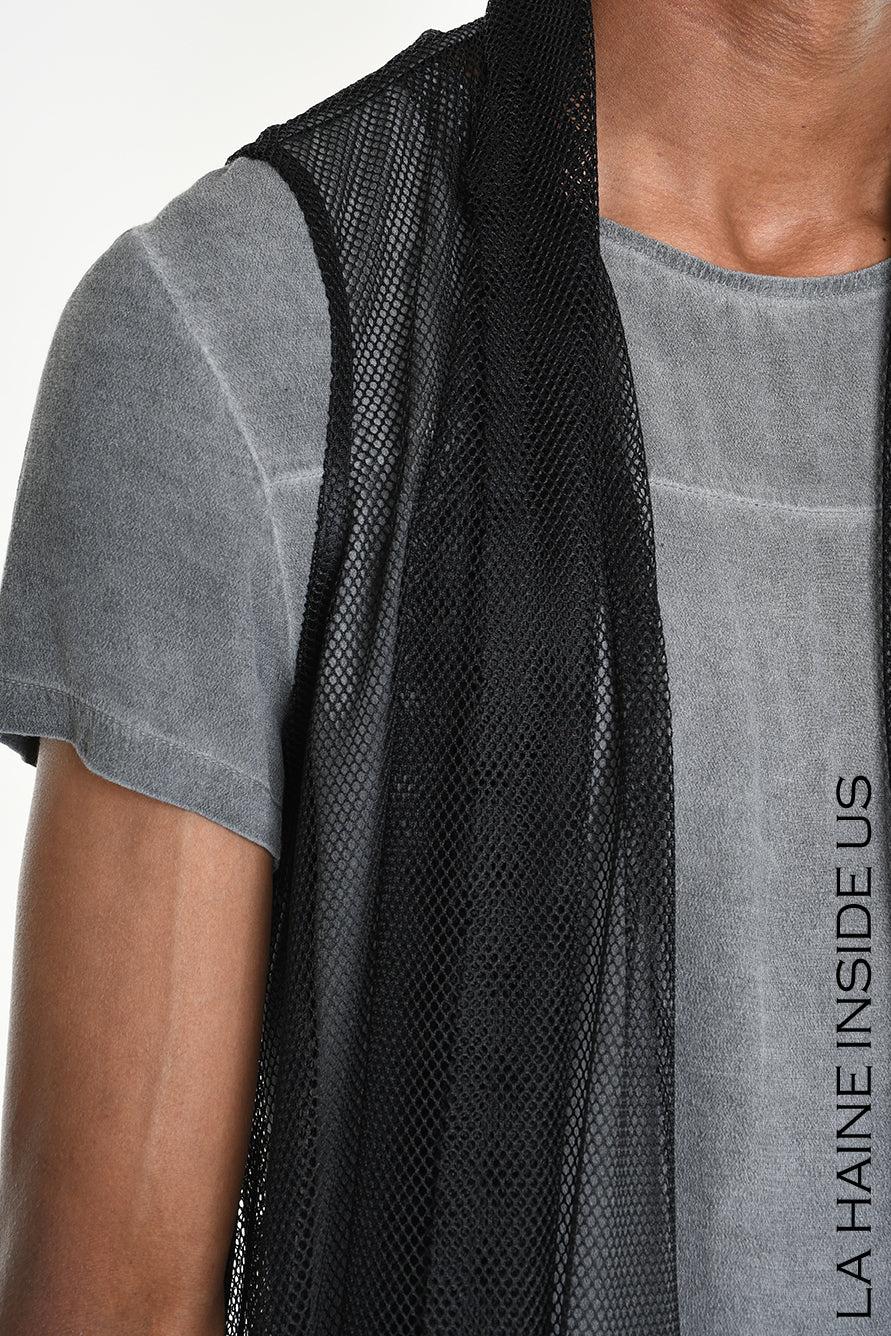 4B W5357 GILET Over Asymmetrical Unlined Mesh UNISEX U Black - TEPHRA