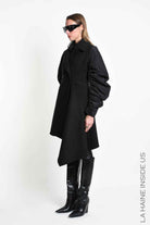 4B W5471 COAT Asymmetric Cloth - Nylon - Lined Black