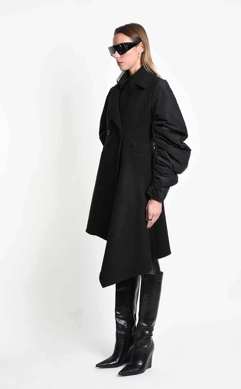 4B W5471 COAT Asymmetric Cloth - Nylon - Lined Black