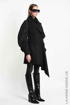 4B W5471 COAT Asymmetric Cloth - Nylon - Lined Black