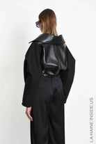 4B W5472 SPORT JACKET Over Crop Nappa Leather & Cloth Lined Black