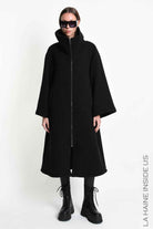 4B W5516 OVERCOAT in Wool Blend Cloth Black