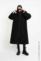 4B W5516 OVERCOAT in Wool Blend Cloth Black