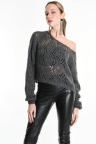 4K W5130 OVERSIZED ASYMMETRICAL KNITWEAR in Mohair Gauge 3 Grey LA HAINE INSIDE US