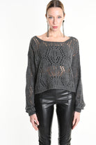 4K W5130 OVERSIZED ASYMMETRICAL KNITWEAR in Mohair Gauge 3 Grey LA HAINE INSIDE US