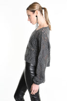 4K W5130 OVERSIZED ASYMMETRICAL KNITWEAR in Mohair Gauge 3 Grey LA HAINE INSIDE US