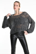 4K W5130 OVERSIZED ASYMMETRICAL KNITWEAR in Mohair Gauge 3 Grey LA HAINE INSIDE US