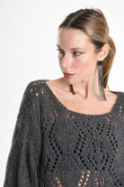 4K W5130 OVERSIZED ASYMMETRICAL KNITWEAR in Mohair Gauge 3 Grey LA HAINE INSIDE US