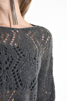 4K W5130 OVERSIZED ASYMMETRICAL KNITWEAR in Mohair Gauge 3 Grey LA HAINE INSIDE US