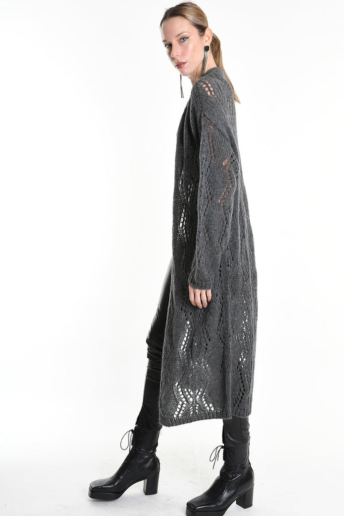 4K W5131 OVERSIZED CARDIGAN in Mohair Gauge 3 Grey LA HAINE INSIDE US