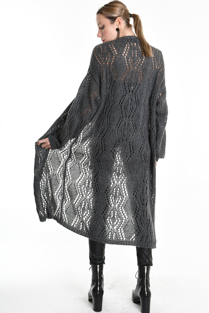 4K W5131 OVERSIZED CARDIGAN in Mohair Gauge 3 Grey LA HAINE INSIDE US