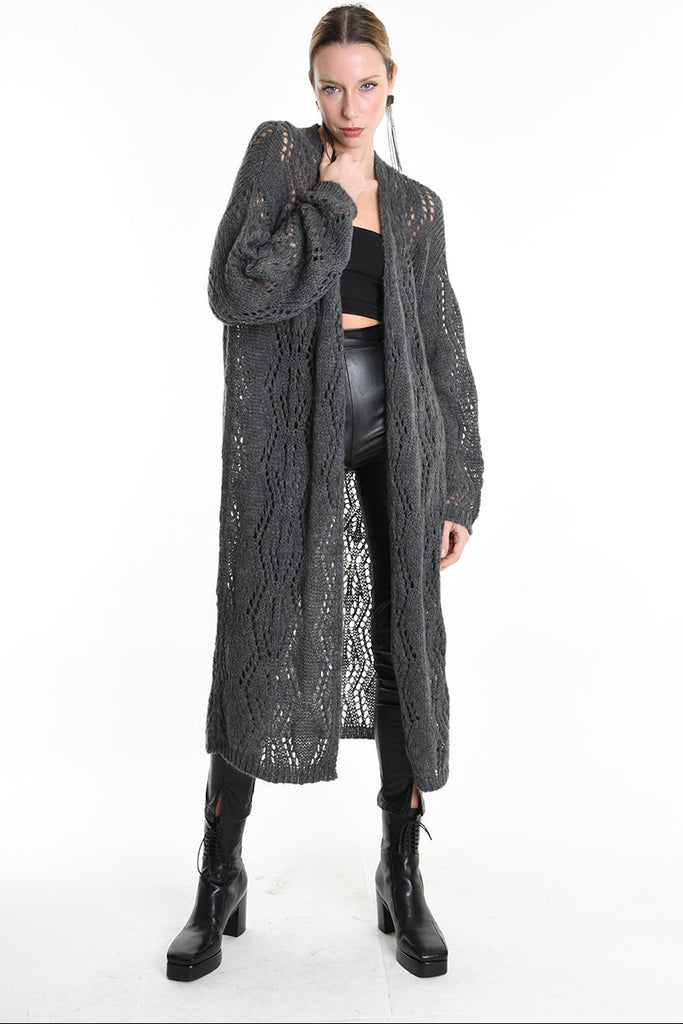 4K W5131 OVERSIZED CARDIGAN in Mohair Gauge 3 Grey LA HAINE INSIDE US