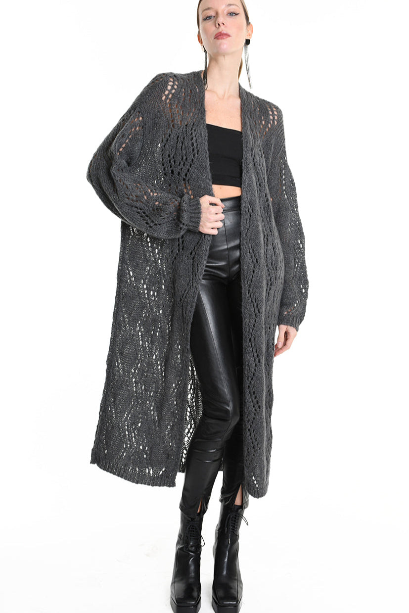 4K W5131 OVERSIZED CARDIGAN in Mohair Gauge 3 Grey LA HAINE INSIDE US