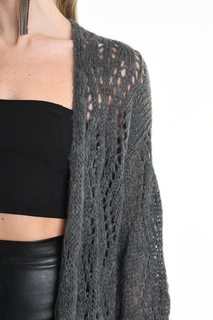 4K W5131 OVERSIZED CARDIGAN in Mohair Gauge 3 Grey LA HAINE INSIDE US