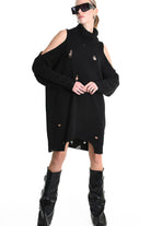 4K W5132 DRESS Over Knitted Thickness 5 Black LA HAINE INSIDE US