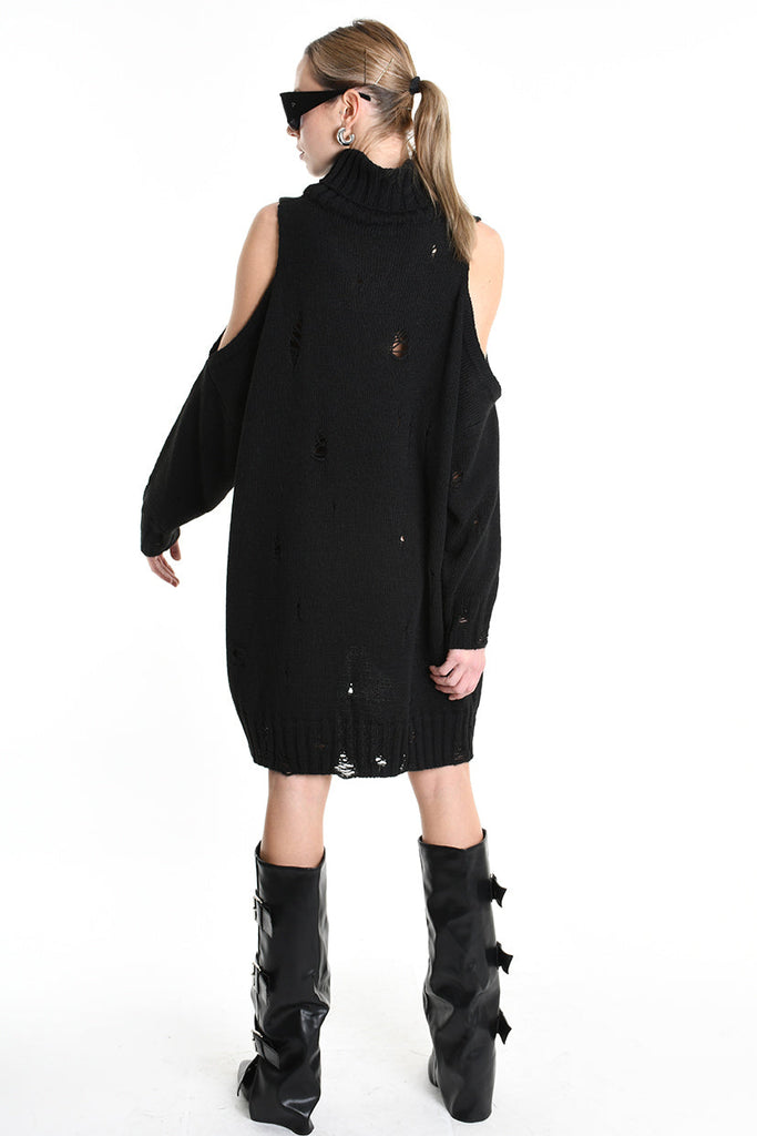 4K W5132 DRESS Over Knitted Thickness 5 Black LA HAINE INSIDE US