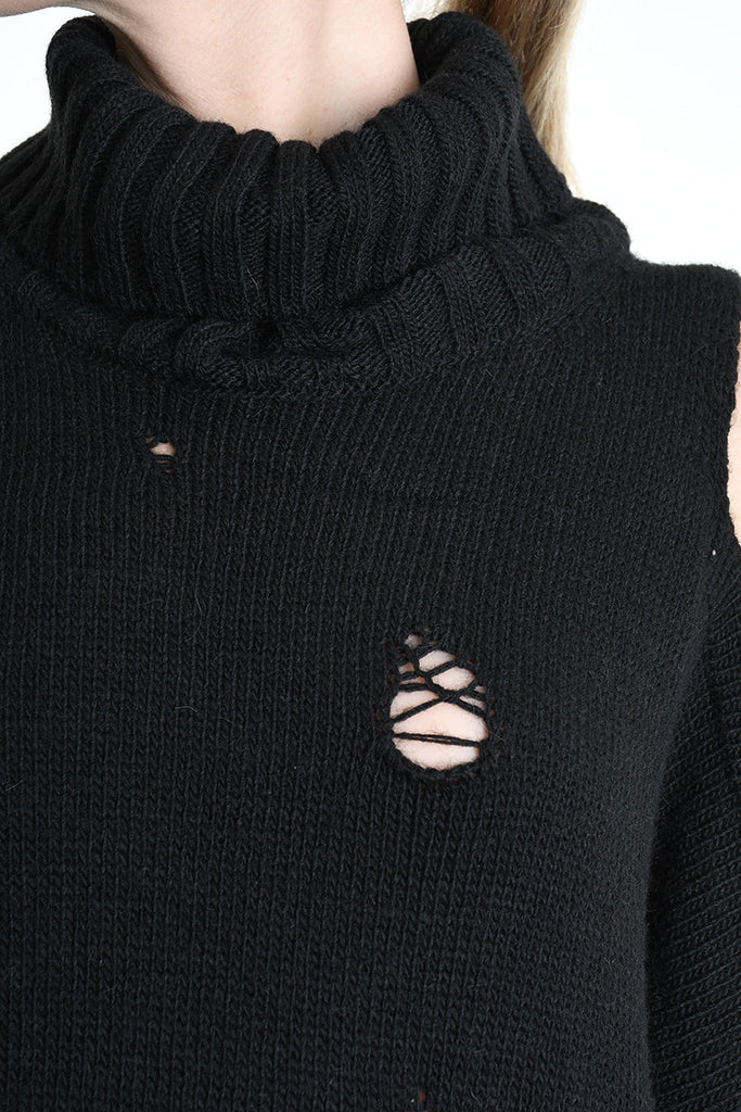 4K W5132 DRESS Over Knitted Thickness 5 Black LA HAINE INSIDE US