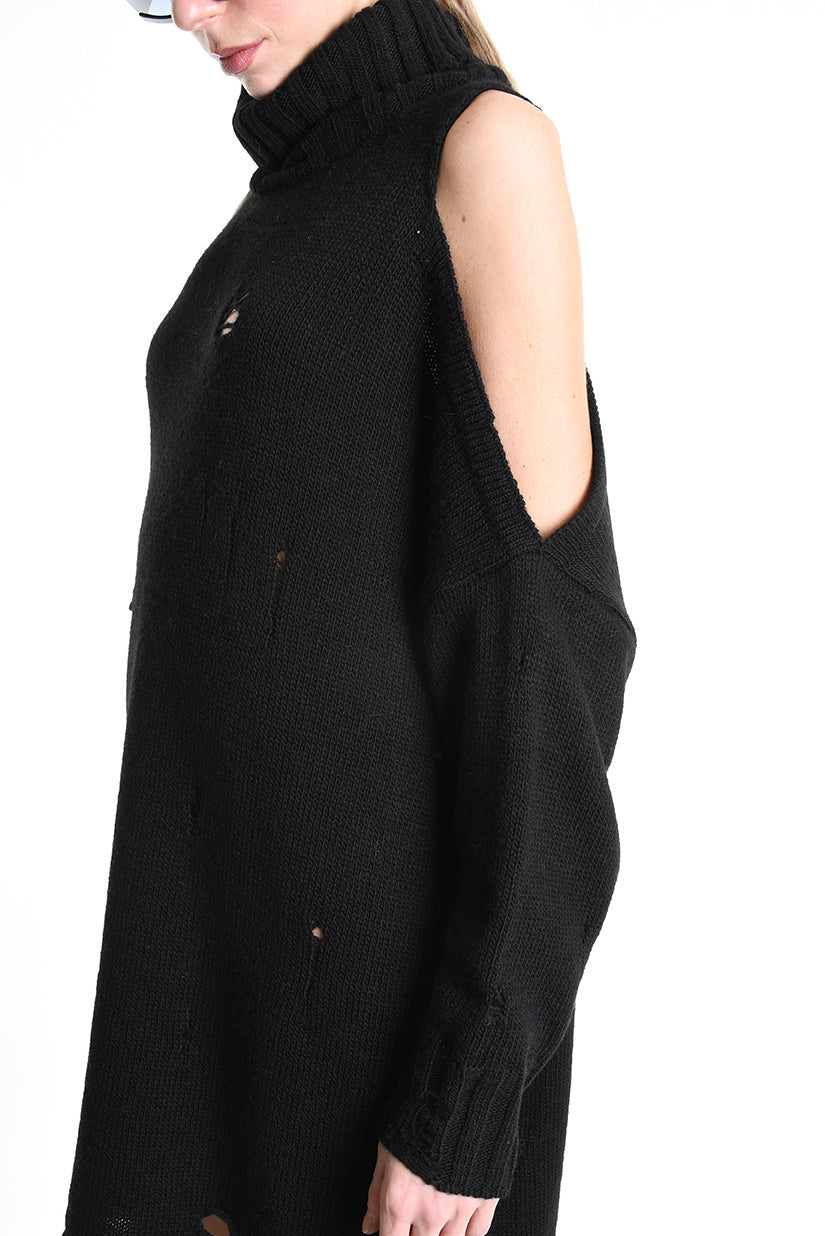 4K W5132 DRESS Over Knitted Thickness 5 Black LA HAINE INSIDE US