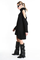 4K W5132 DRESS Over Knitted Thickness 5 Black LA HAINE INSIDE US