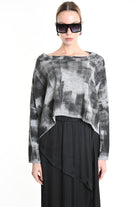 4K W5134 CROPPED OVERSIZED KNITWEAR Gauge 7 Gre LA HAINE INSIDE US