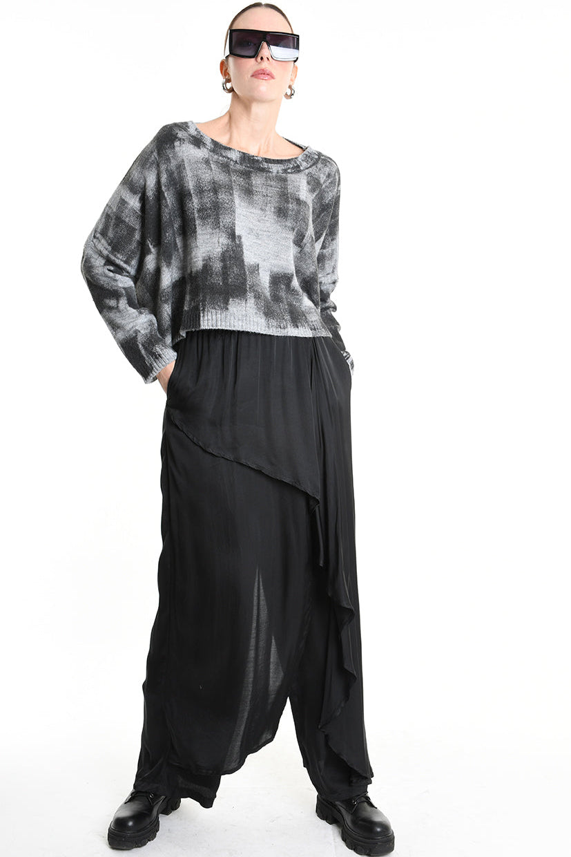 4K W5134 CROPPED OVERSIZED KNITWEAR Gauge 7 Gre LA HAINE INSIDE US