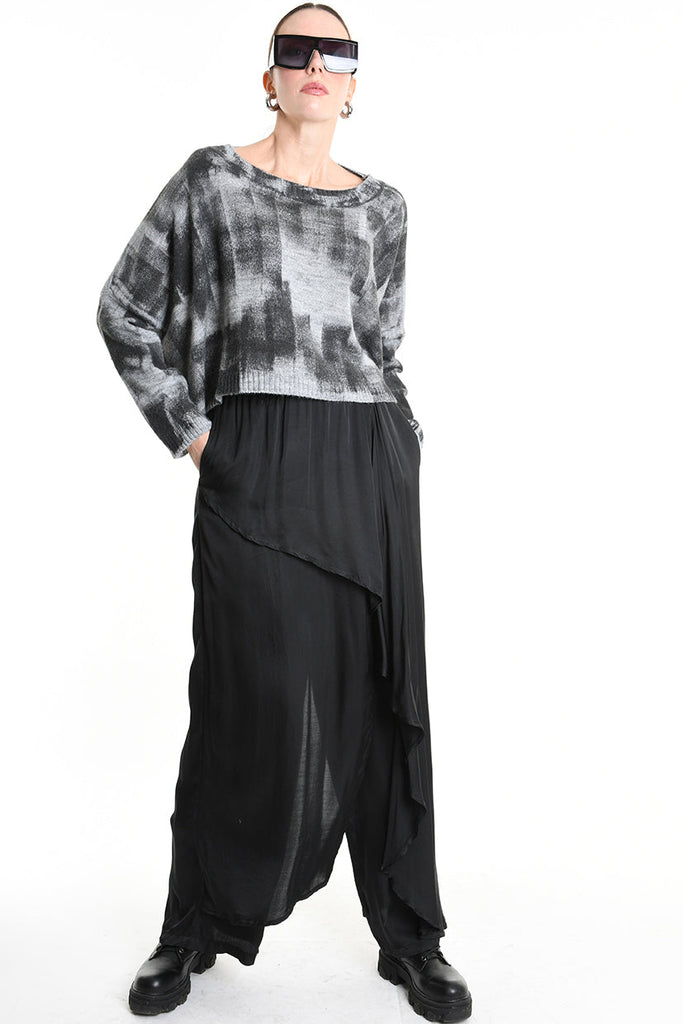 4K W5134 CROPPED OVERSIZED KNITWEAR Gauge 7 Gre LA HAINE INSIDE US