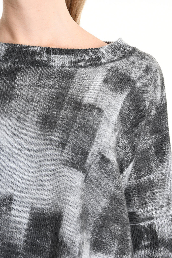 4K W5134 CROPPED OVERSIZED KNITWEAR Gauge 7 Gre LA HAINE INSIDE US