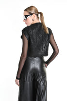 4K W5135 CROPPED VEST in Knit Gauge 3 Black LA HAINE INSIDE US