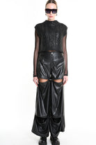 4K W5135 CROPPED VEST in Knit Gauge 3 Black LA HAINE INSIDE US