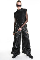 4K W5135 CROPPED VEST in Knit Gauge 3 Black LA HAINE INSIDE US