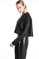 4K W5136 CROPPED CABLE-KNIT SWEATER Gauge 3 Black LA HAINE INSIDE US