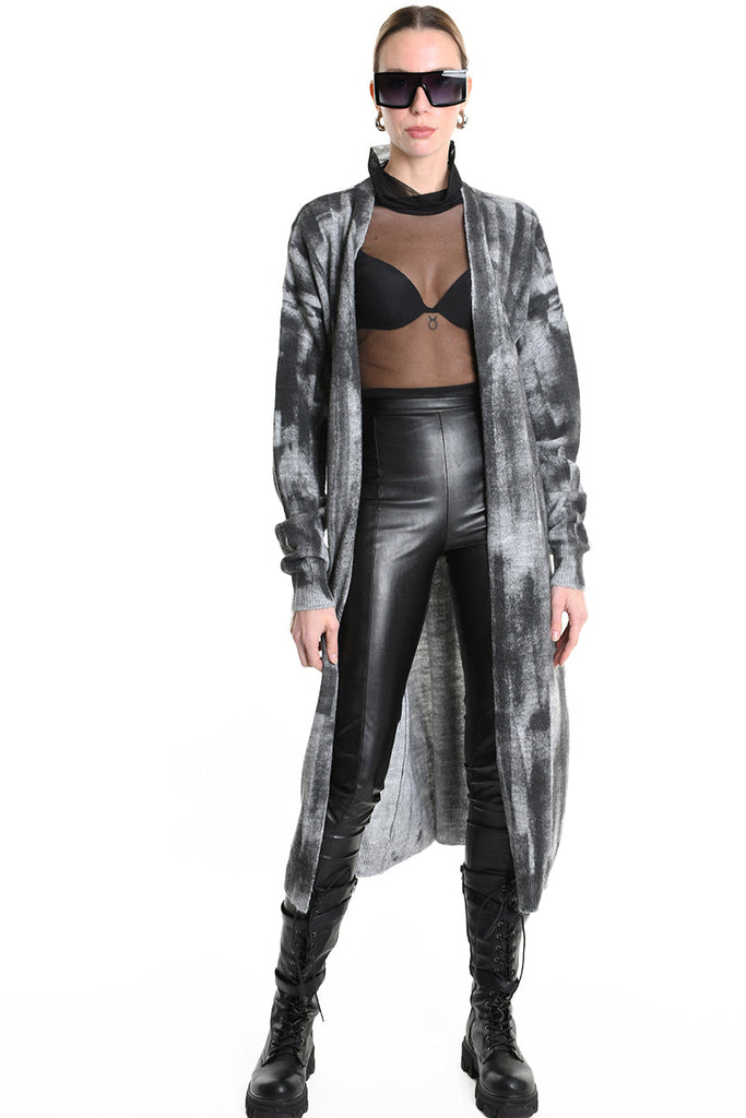 4K W5137 LONG CARDIGAN in Knit Gauge 7 Grey LA HAINE INSIDE US