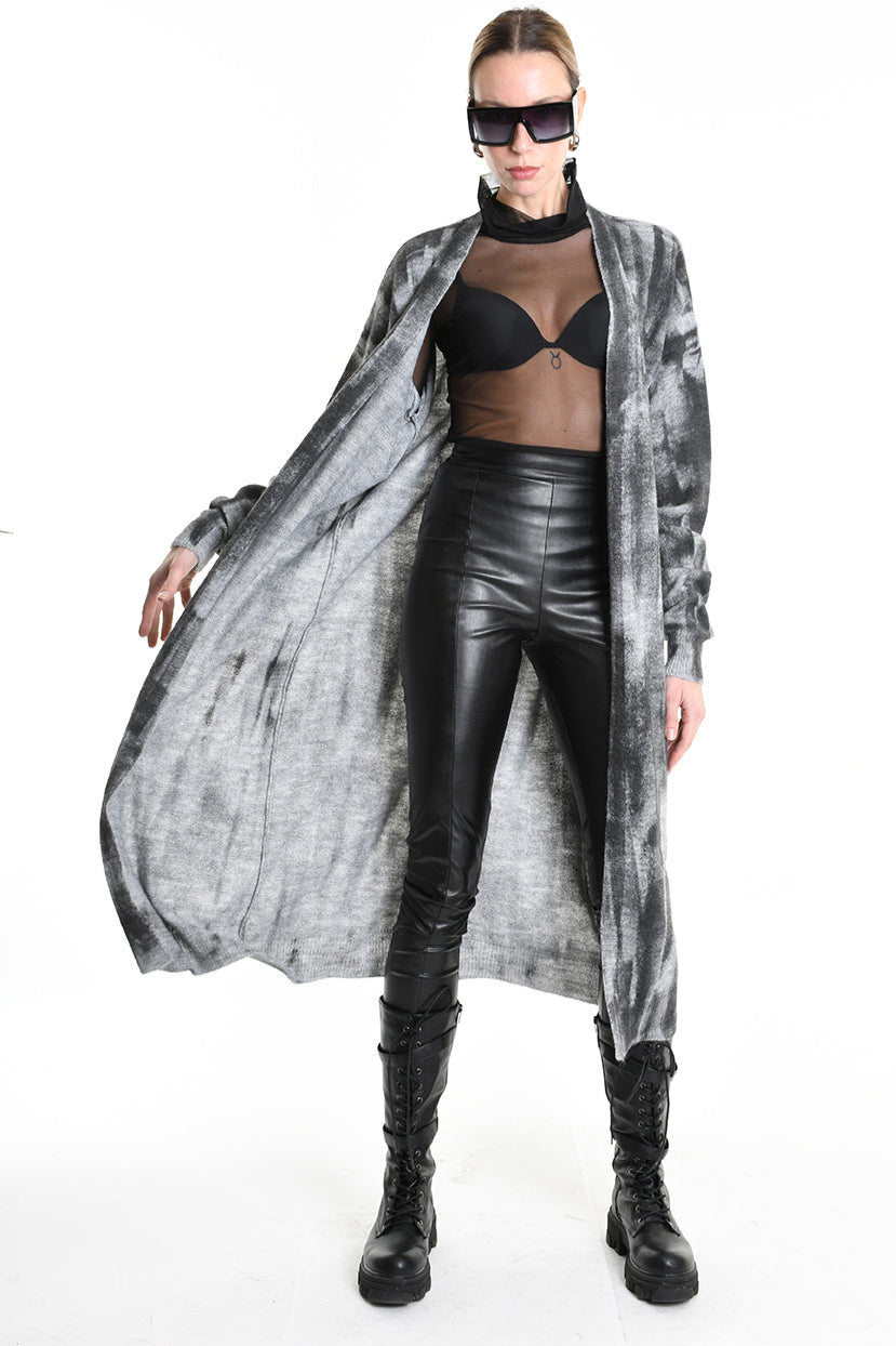 4K W5137 LONG CARDIGAN in Knit Gauge 7 Grey LA HAINE INSIDE US