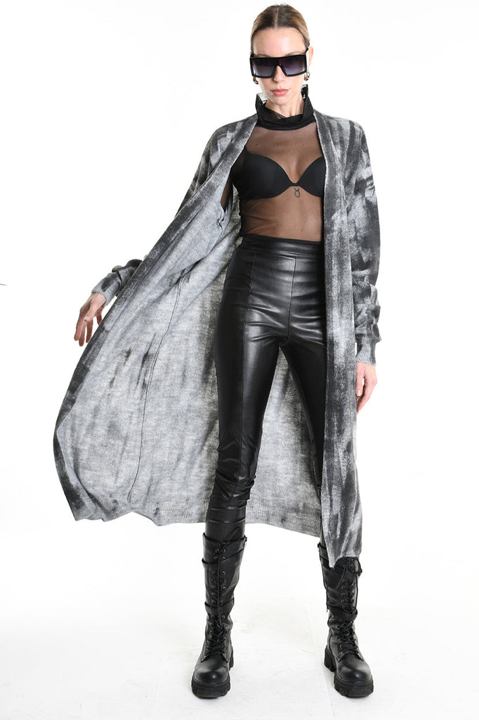 4K W5137 LONG CARDIGAN in Knit Gauge 7 Grey LA HAINE INSIDE US