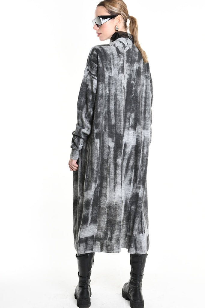 4K W5137 LONG CARDIGAN in Knit Gauge 7 Grey LA HAINE INSIDE US