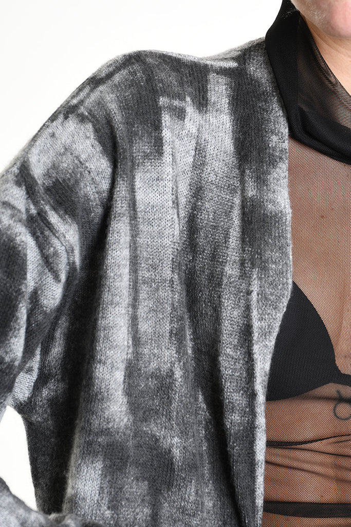 4K W5137 LONG CARDIGAN in Knit Gauge 7 Grey LA HAINE INSIDE US