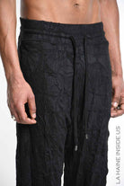 4M W5445 TROUSERS Regular Low-Crotch in Wrinkled Jersey UNISEX M Black