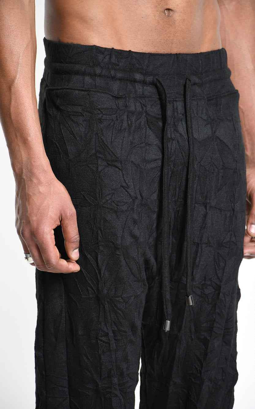 4M W5445 TROUSERS Regular Low-Crotch in Wrinkled Jersey UNISEX M Black