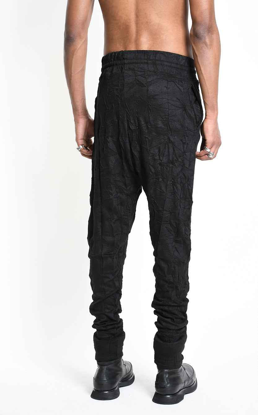 4M W5445 TROUSERS Regular Low-Crotch in Wrinkled Jersey UNISEX M Black