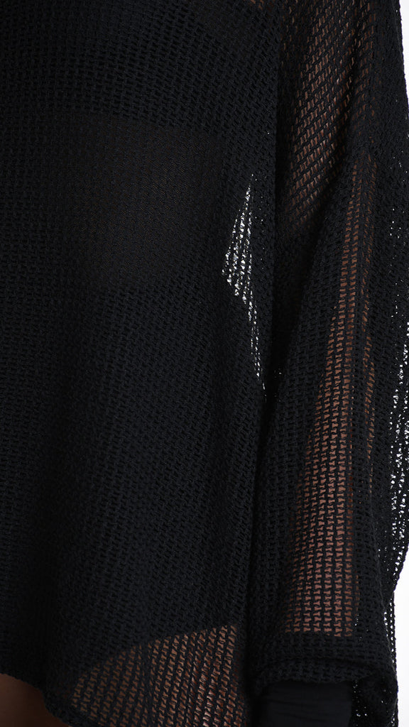 A34M W509725 SWEATER Over Asymmetric Net Black.