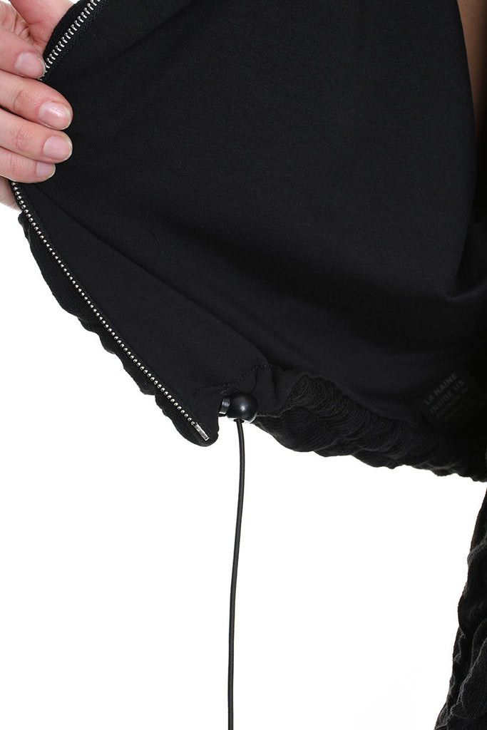 4M W5198 BOMBER Over Crop Jersey Embossed & Stretch Fleece Black LA HAINE INSIDE US